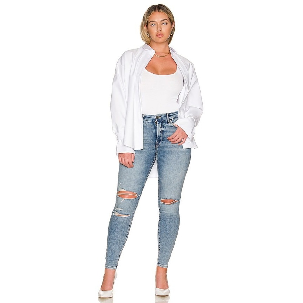 Good American Women's Blue Good Legs Ripped Distressed Skinny Jeans Size 26